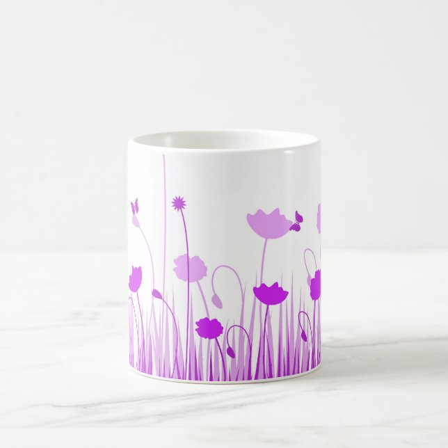Taza De Café Flor de pradera de palomitas moradas y blancas min (Centro)