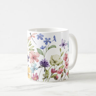 Taza De Café Flor de primavera con libélula