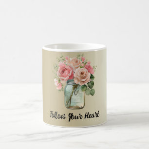 Taza De Café Flor de rosas rosadas doradas
