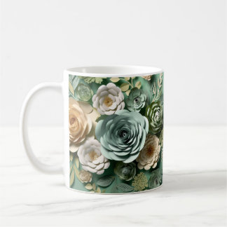 Taza De Café Flor de sabage verde 3D