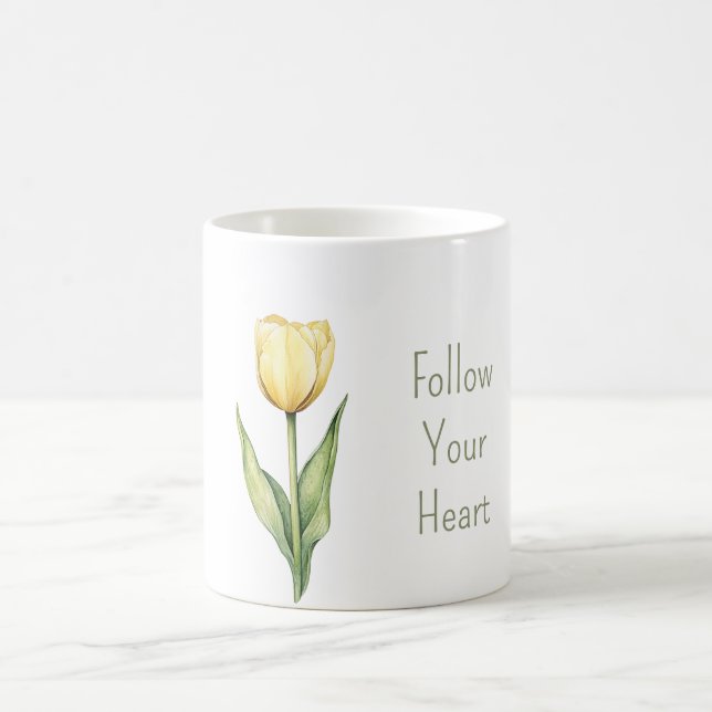 Taza De Café Flor de Tulipán Amarillo   (Centro)