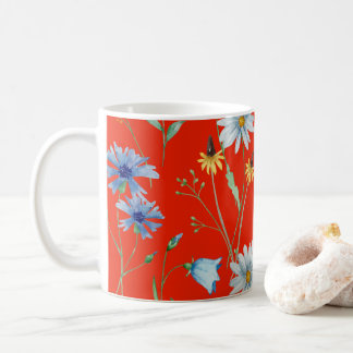 Taza De Café Flor de verano rojo brillante
