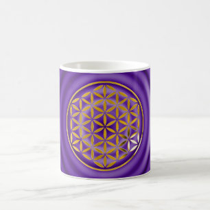 Taza De Café Flor De Vida 1 - Sello de oro punto violeta
