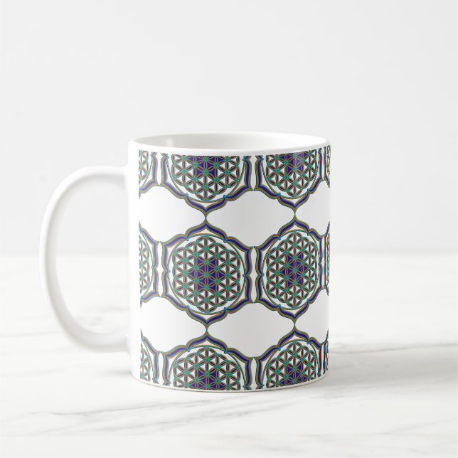 Taza De Café Flor de vida / Blume des Lebens - Lotus Contour (Izquierda)
