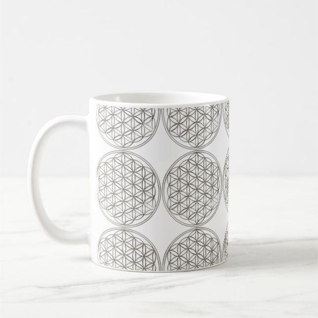Taza De Café Flor de vida / Blume des Lebens - plata (Izquierda)