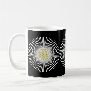 Taza De Café Flor de vida / Blume des Lebens - rayos blancos
