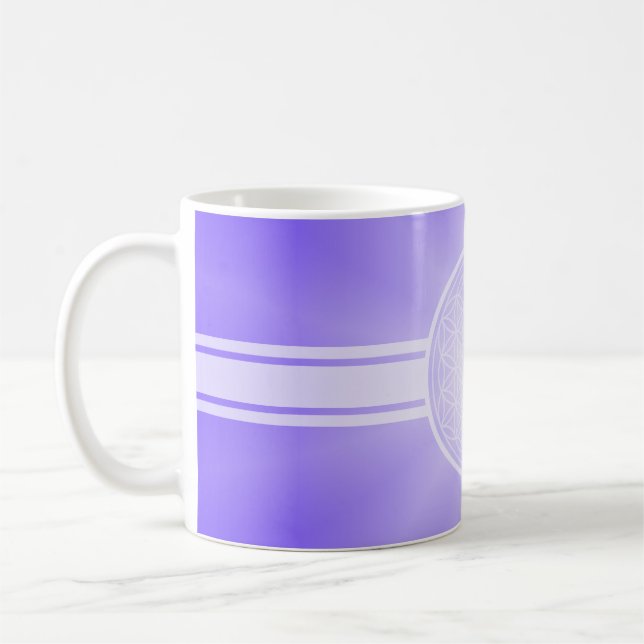 Taza De Café Flor de vida / Blume des Lebens - transpa blanca. (Izquierda)