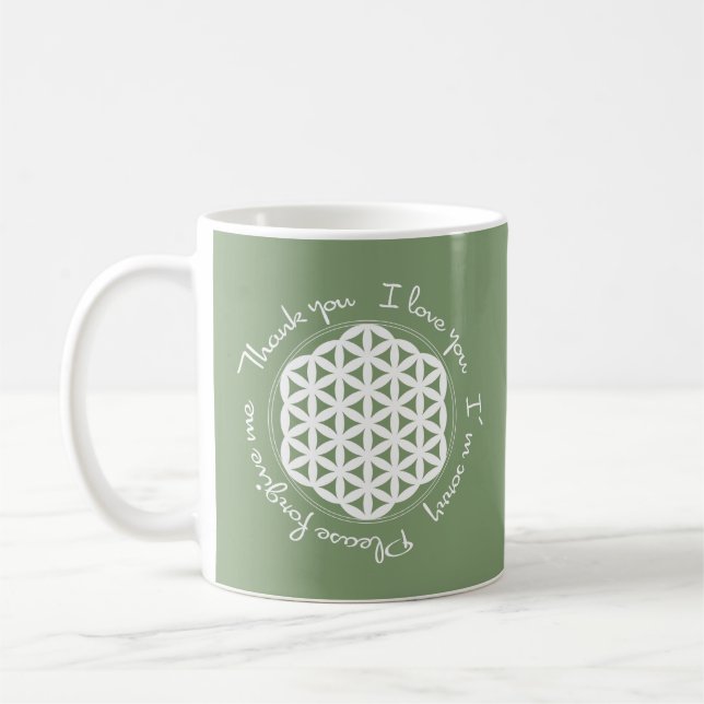 Taza De Café Flor de vida Ho'oponopono (Izquierda)