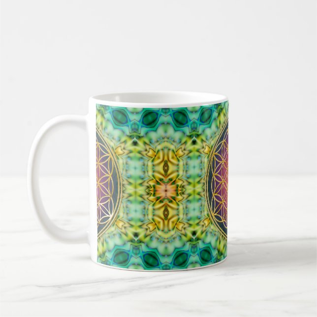 Taza De Café Flor de vida - oro - fractal 2 (Izquierda)