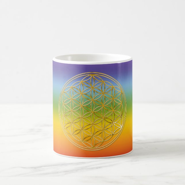 Taza De Café Flor De Vida | oro, pequeño (Centro)