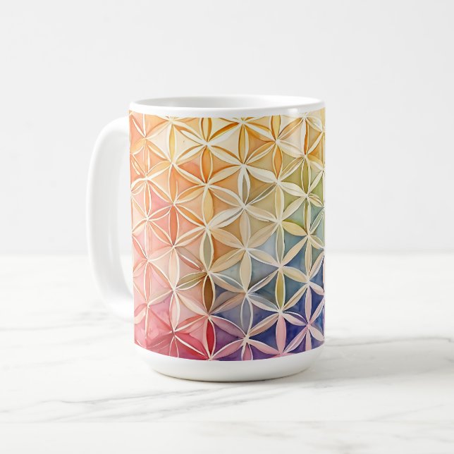 Taza De Café Flor de vida - Pintura de acuarela (Anverso izquierdo)
