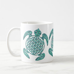 Taza De Café Flor de vida / Turquesa azul de Líbano