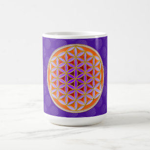 Taza De Café Flor de vida - Violeta naranja estilo botón