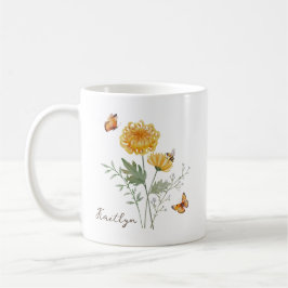 Taza De Café Flor del mes de nacimiento Crisantemo