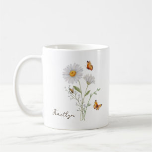 Taza De Café Flor del mes de nacimiento Daisy