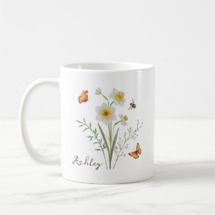 Taza De Café Flor del mes de nacimiento de Narciso