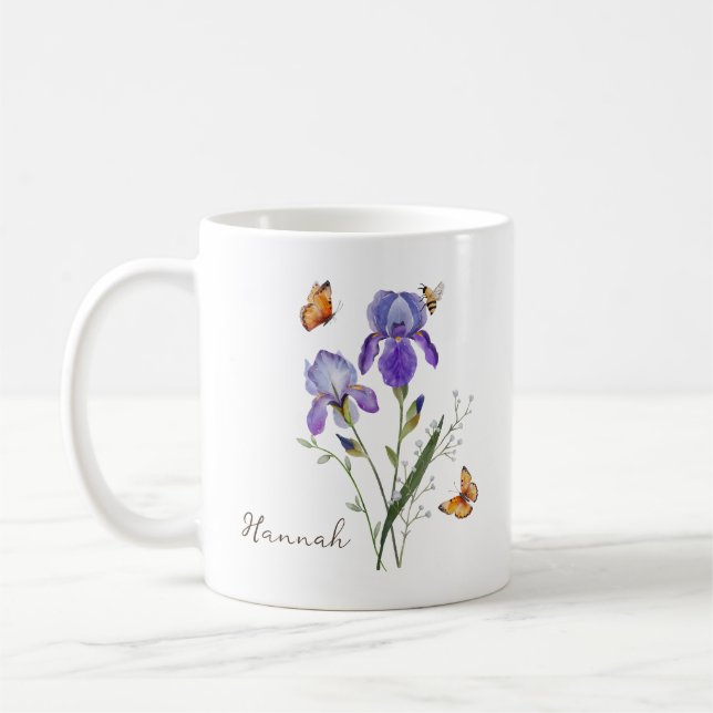 Taza De Café Flor del mes de nacimiento Iris (Izquierda)