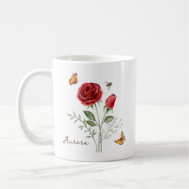 Taza De Café Flor del mes de nacimiento Rosa