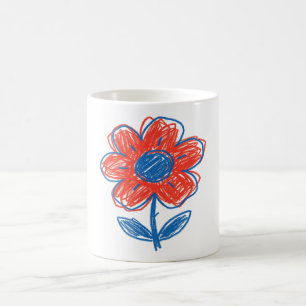 Taza De Café Flor Dibujado a Mano Floral Doodle 