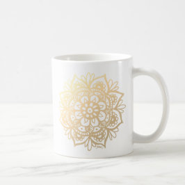 Taza De Café Flor dorada Mandala