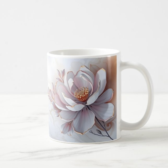 Taza De Café Flor elegante pintada de tres dimensiones (Derecha)
