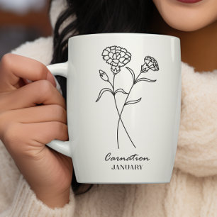Taza De Café Flor en el mes de nacimiento de enero