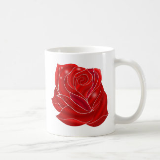Taza De Café Flor exquisitamente hermosa del rosa rojo