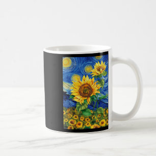 Taza De Café Flor floral de girasol Van Gogh Style Starry Nip
