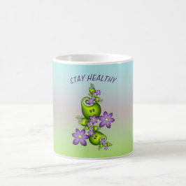 Taza De Café Flor Floral Fantasía Lilac Flores Formas verdes Fr