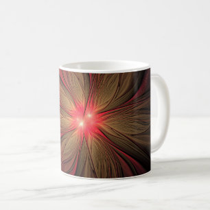 Taza De Café Flor fractal de fanatismo rojo