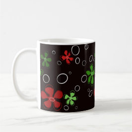 Taza De Café Flor funky roja y verde