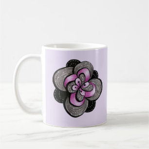 Taza De Café Flor gótica morado negro abstracto floral