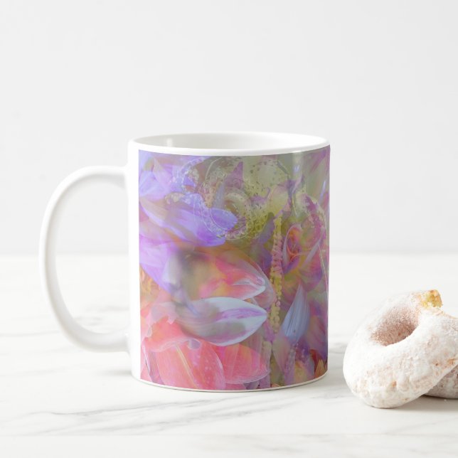 Taza De Café Flor Hada Doble Exposición Fantasía Arte (Con donut)