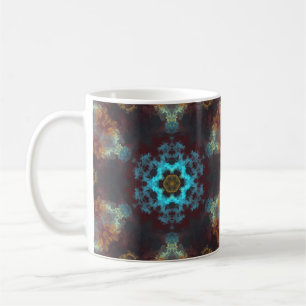 Taza De Café Flor hippie psicodélica azul rojo y amarillo