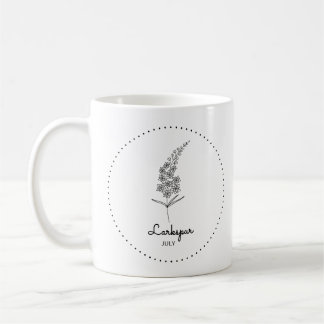 Taza De Café Flor Larkspur Julio Mes