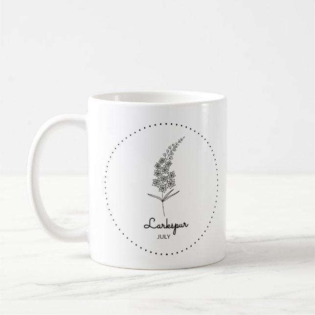 Taza De Café Flor Larkspur Julio Mes (Izquierda)