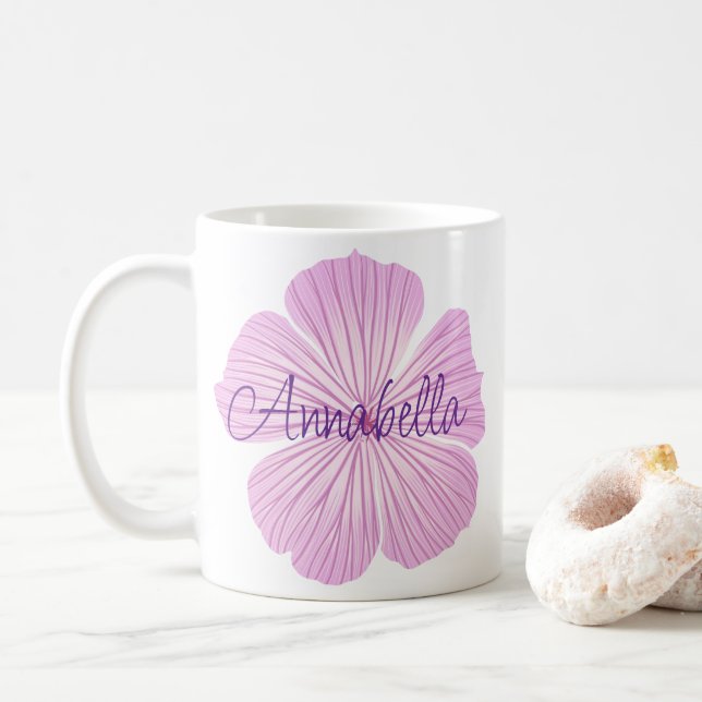 Taza De Café Flor Lavatera rosa (Con donut)