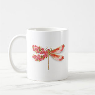 Taza De Café Flor libélula con sakura de joyas