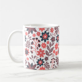 Taza De Café Flor moderna de dos lados, roja y negra
