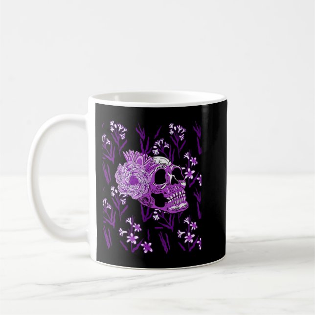 Taza De Café Flor morada flor Guay miedo a Halloween Go (Izquierda)
