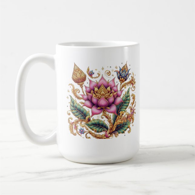 Taza De Café Flor motriz tailandesa grande cerámica clásica (Izquierda)