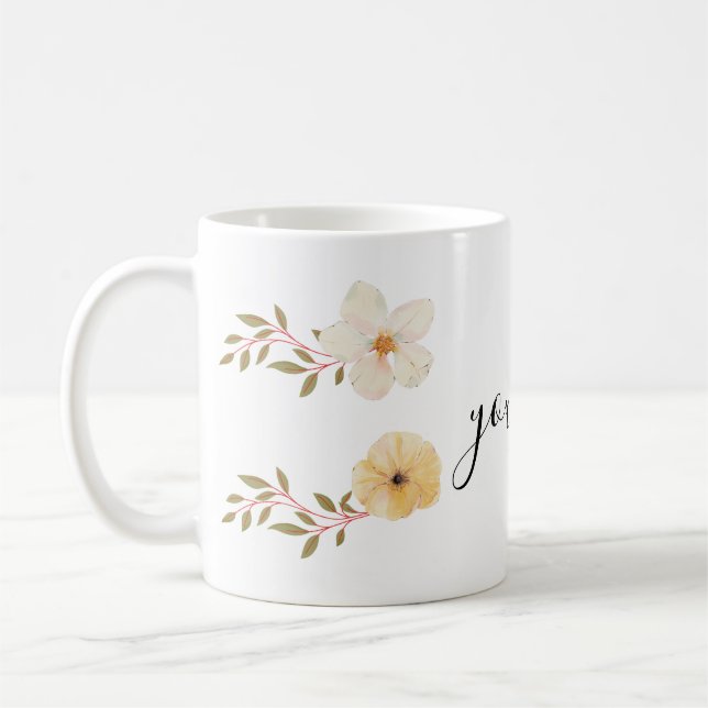 Taza De Café flor mug con tu nombre (Izquierda)