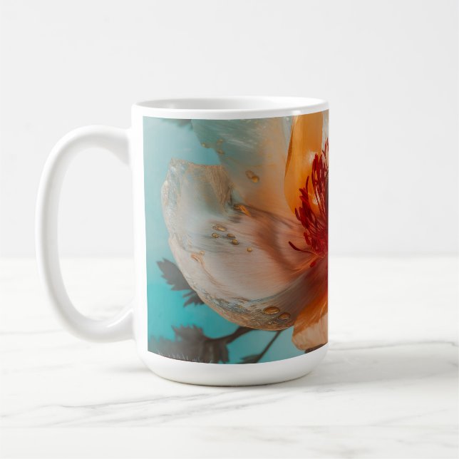 Taza De Café Flor Naranja Delicada (Izquierda)