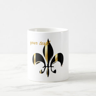 Taza De Café Flor negra y dorada de Lis