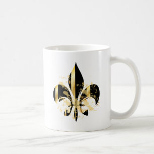 Taza De Café Flor negra y dorada de Lis