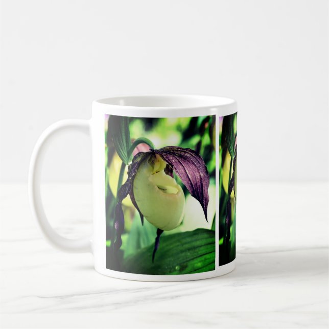 Taza De Café Flor Orquídea de la Mujer Blanca (Izquierda)