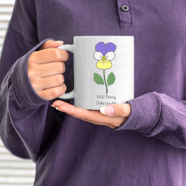 Taza De Café Flor Pastel Botánica Pansy Silvestre