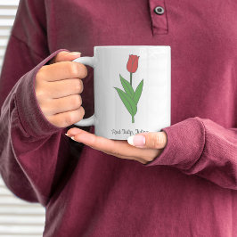 Taza De Café Flor Pastel de Tulipanes Rojos Botánicos