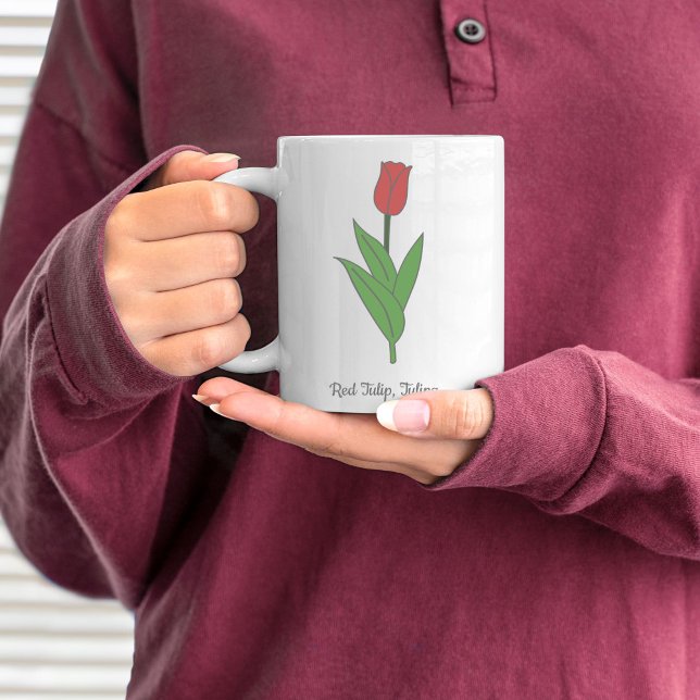 Taza De Café Flor Pastel de Tulipanes Rojos Botánicos (Botanical Red Tulip Mug)
