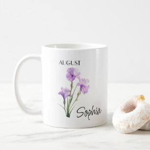 Taza De Café Flor Personalizada de Agosto